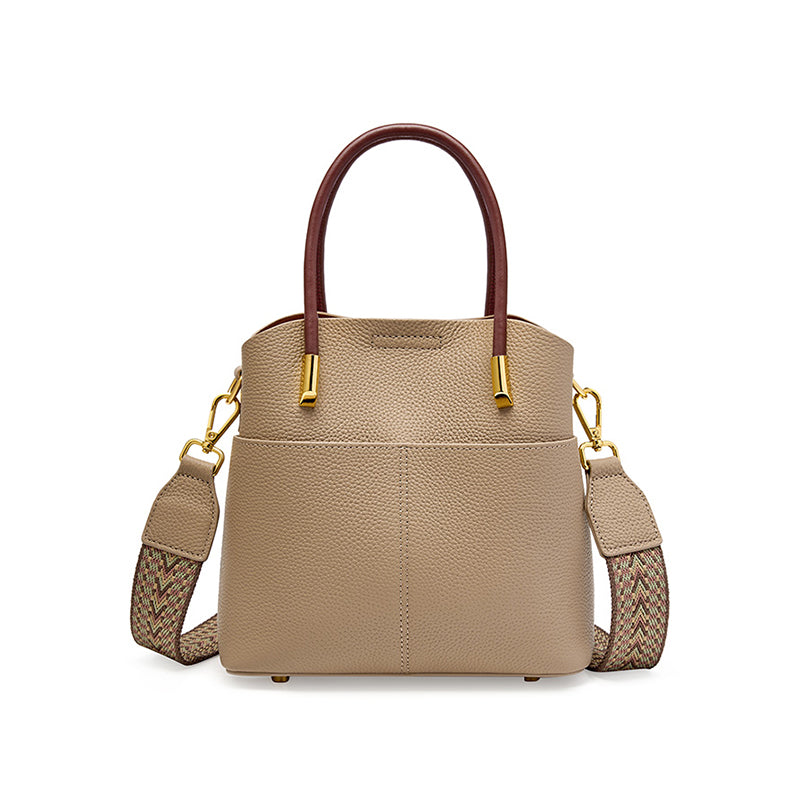 Small leather shoulder bucket bag