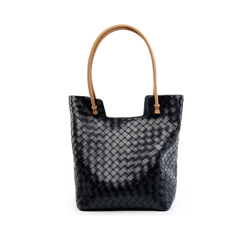 New Tote Bag Women's Bag Fashion Braided Large Capacity Simple Cowhide Shoulder Handbag