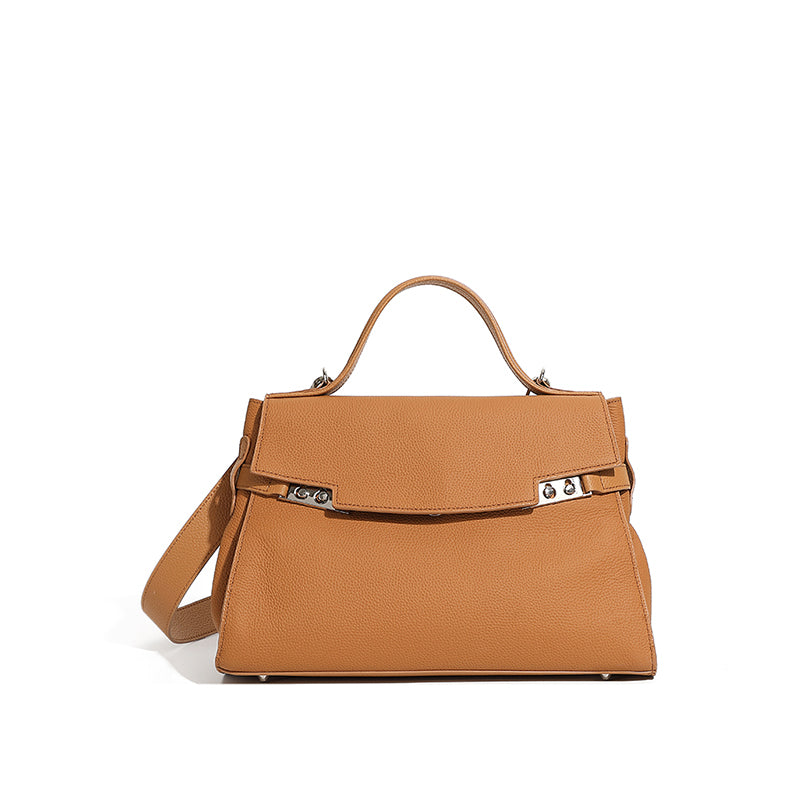 Genuine leather fashion handbag simple casual shoulder bag versatile large capacity crossbody bag