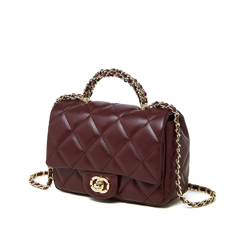 Chanel style metal chain diamond handbag shoulder crossbody bag