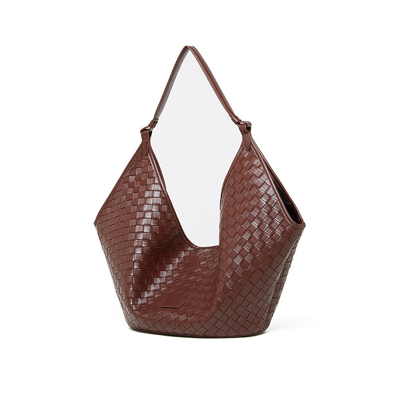Cowhide Woven Tote Bag Underarm Shoulder Bag