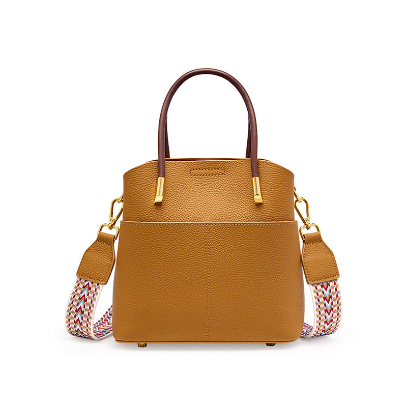 Small leather shoulder bucket bag