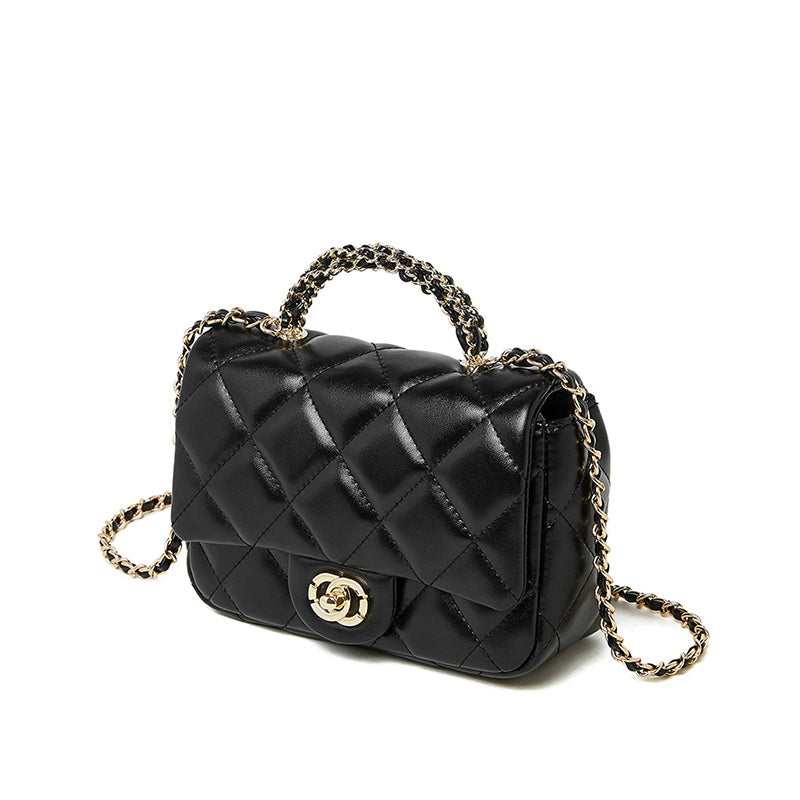 Chanel style metal chain diamond handbag shoulder crossbody bag