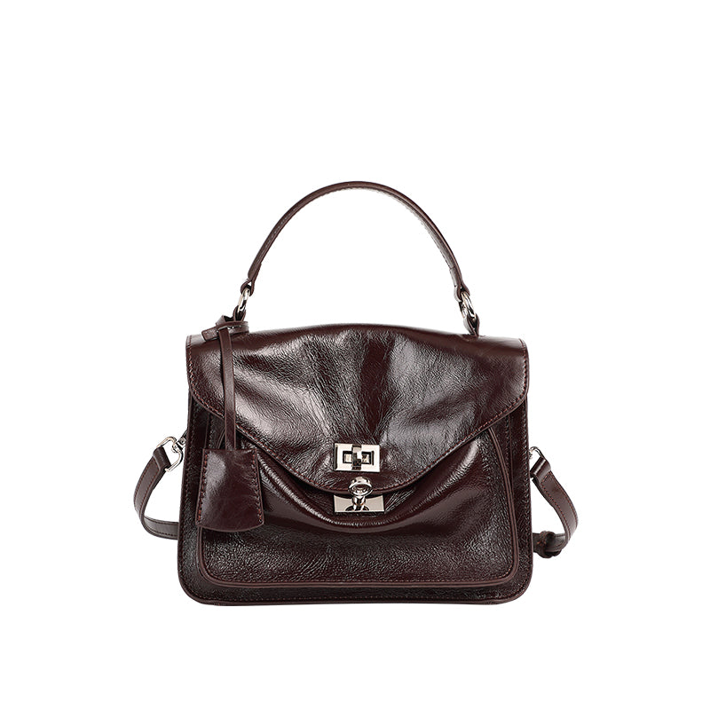 Top layer cowhide genuine leather messenger bag versatile large capacity handbag envelope bag Cambridge bag shoulder crossbody bag