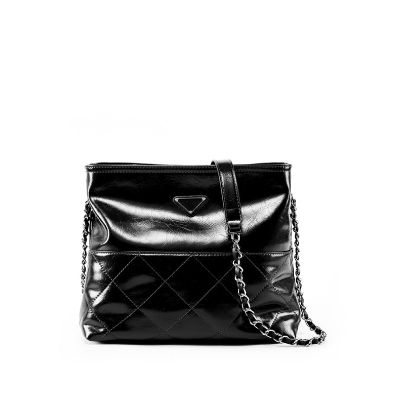 First layer cowhide tote bag versatile small square bag fashionable commuter shoulder messenger bag