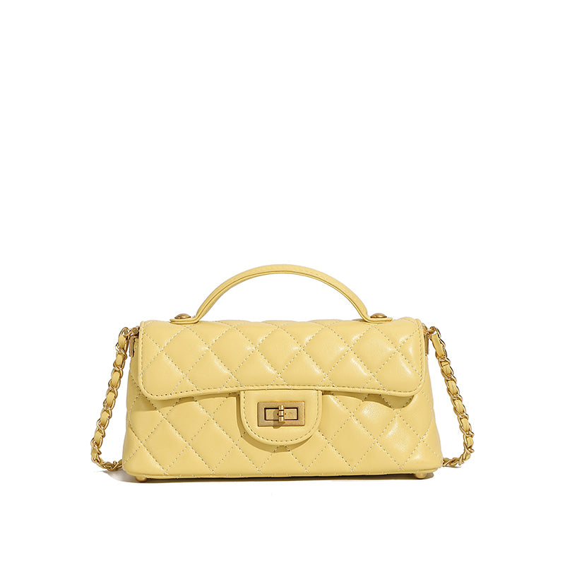 Genuine leather small Chanel style chain handbag light luxury fashion women's bag shoulder crossbody bag diamond bag