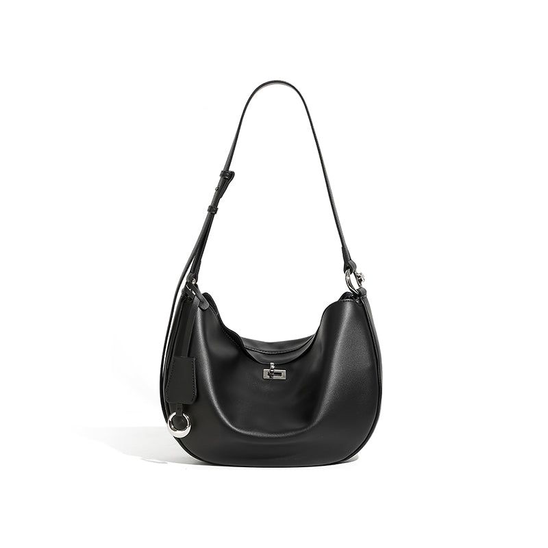 Genuine leather crossbody bag crescent bag niche design fashionable casual Korean style one-shoulder dumpling bag underarm bag
