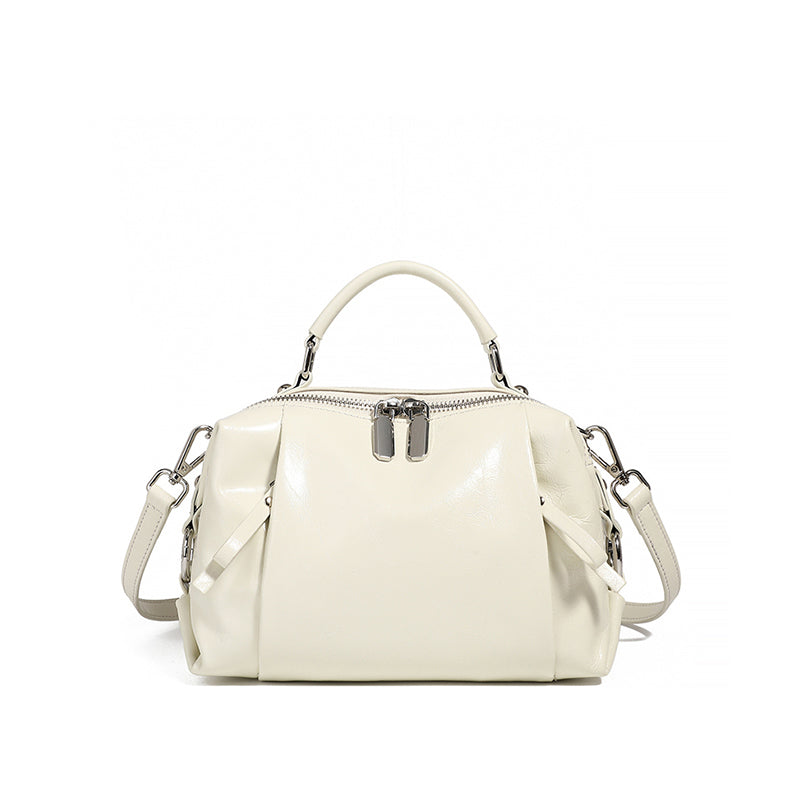 Boston leather handbag first layer of cowhide fashionable light luxury shoulder crossbody bag