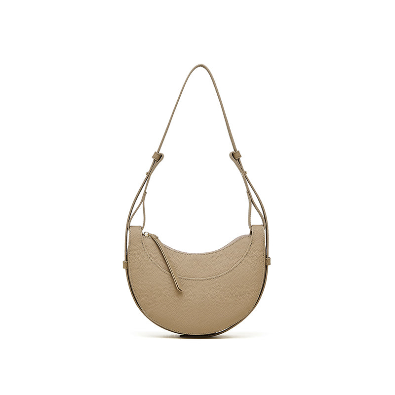 Genuine leather messenger bag niche design high-quality texture one-shoulder crescent bag underarm saddle bag