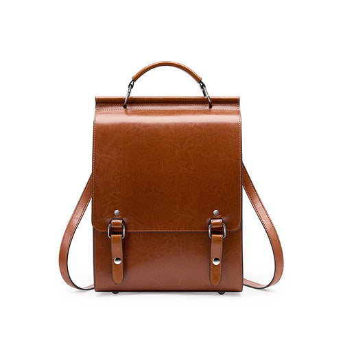 British college style backpack retro leather backpack