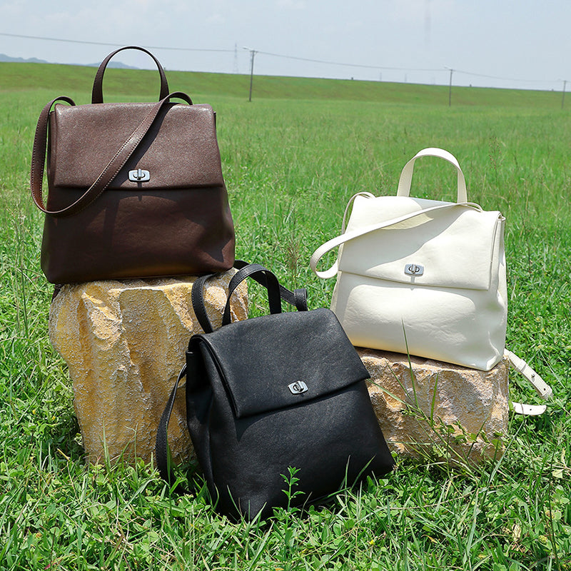 Genuine leather backpack, high-end, large-capacity, fashionable and versatile backpack, college style texture backpack
