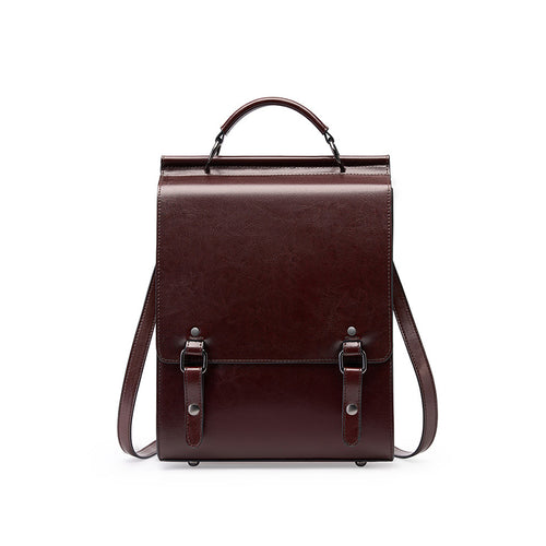 British college style backpack retro leather backpack