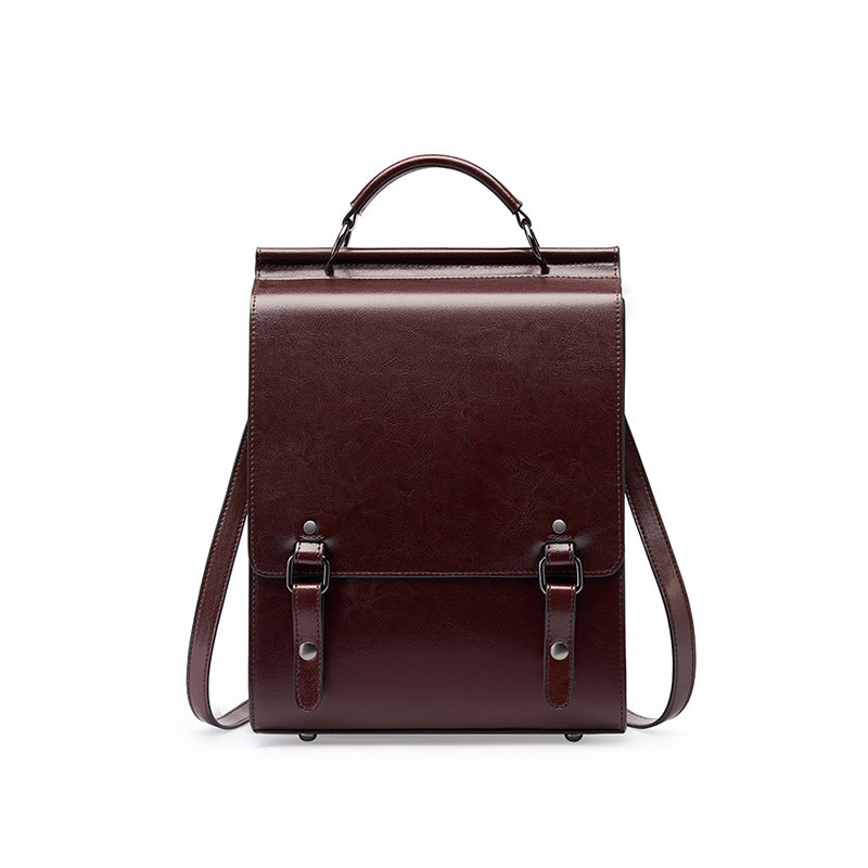 British college style backpack retro leather backpack