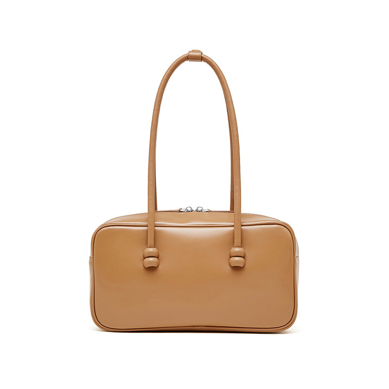 Genuine leather underarm bag large capacity Boston women's bag shoulder bowling bag