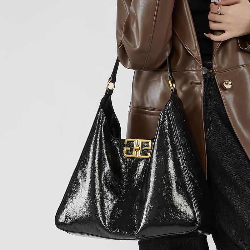 First layer of cowhide tote bag underarm bag hobo bag high-end second-hand shoulder bag