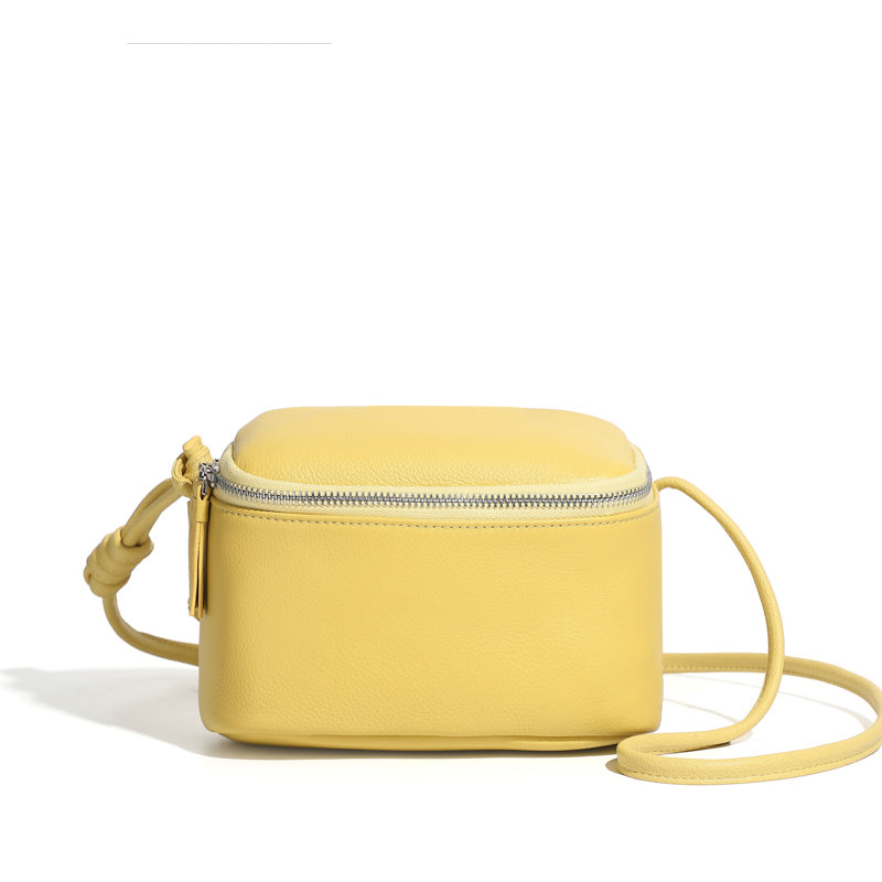 Genuine leather crossbody box bag simple soft cowhide shoulder mobile phone small square bag