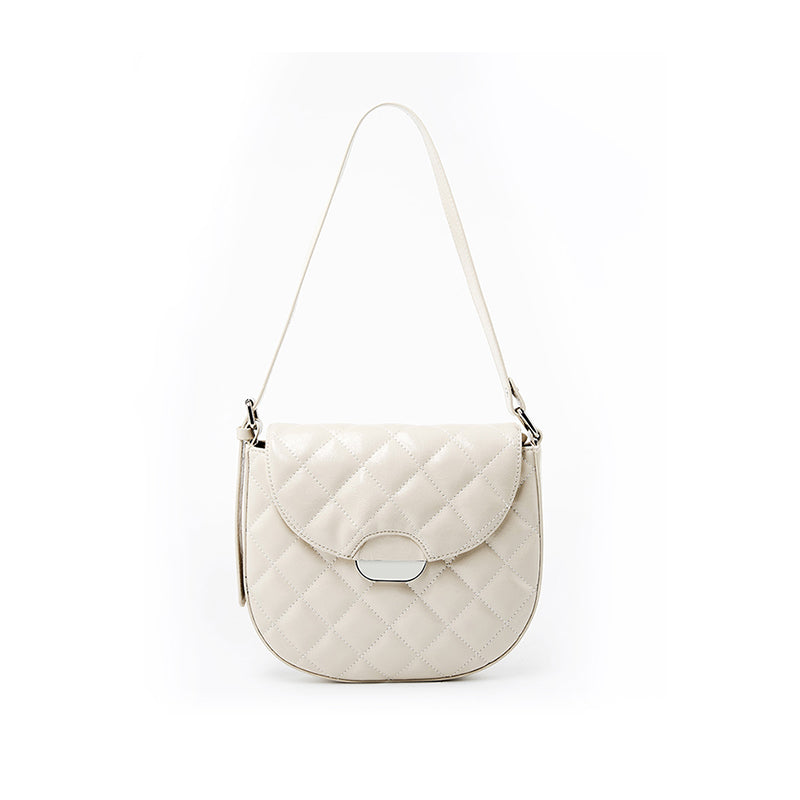 Genuine leather niche semi-circular saddle bag diamond-shaped underarm bag shoulder crossbody bag