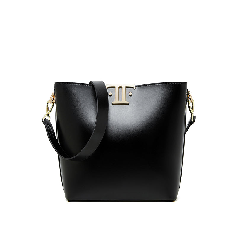 Genuine leather high-end versatile bucket bag niche underarm bag shoulder crossbody bag