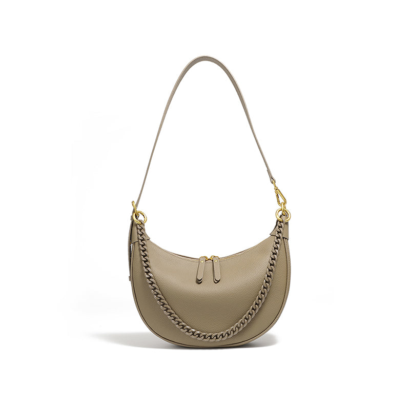 Genuine leather underarm bag women's dumpling bag fashionable shoulder bag high-grade versatile chain bag textured messenger bag