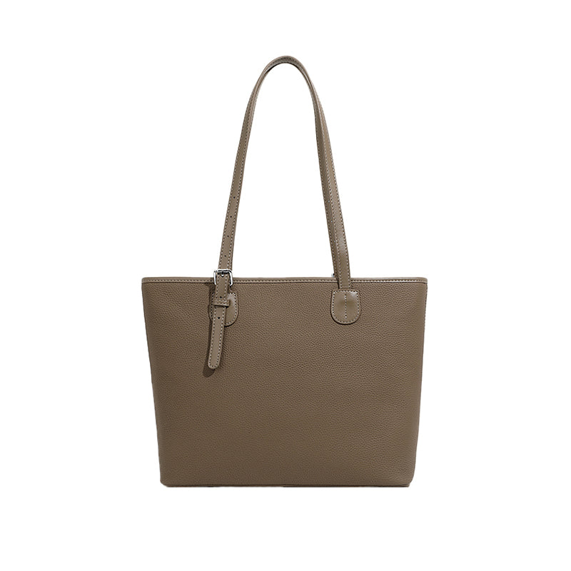 Large capacity tote bag genuine leather high-end niche shoulder bag fashionable versatile bucket bag