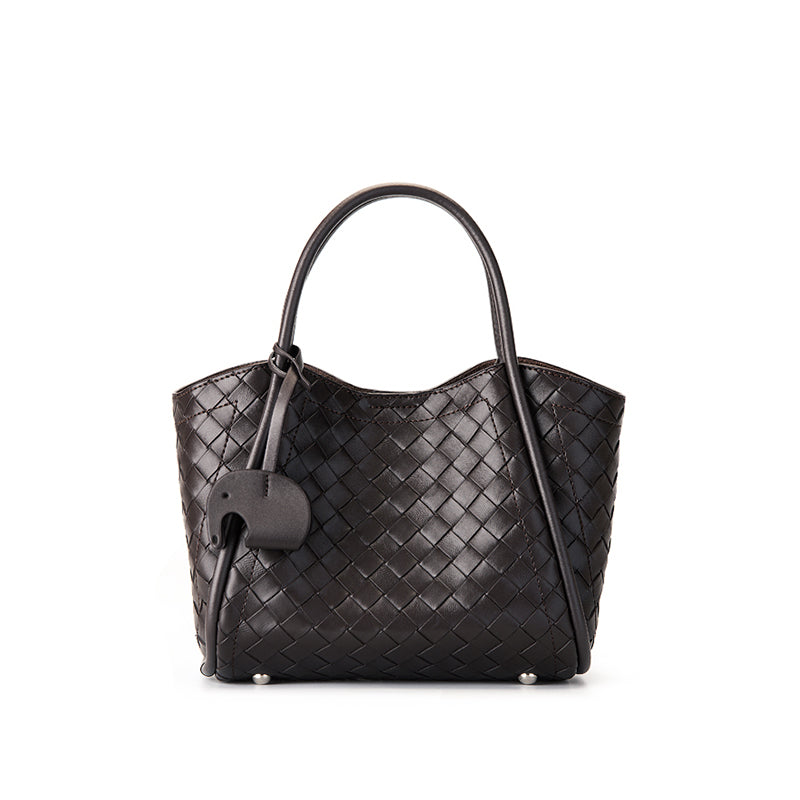 Genuine leather woven pattern tote bag large capacity versatile handheld crossbody bag mother and daughter bag