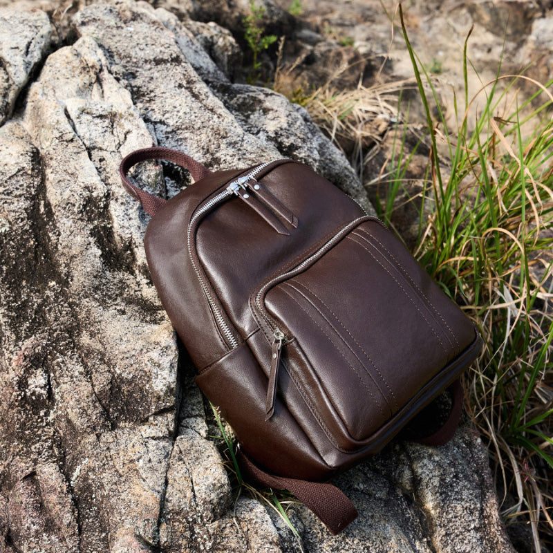 Top layer vegetable tanned cowhide backpack