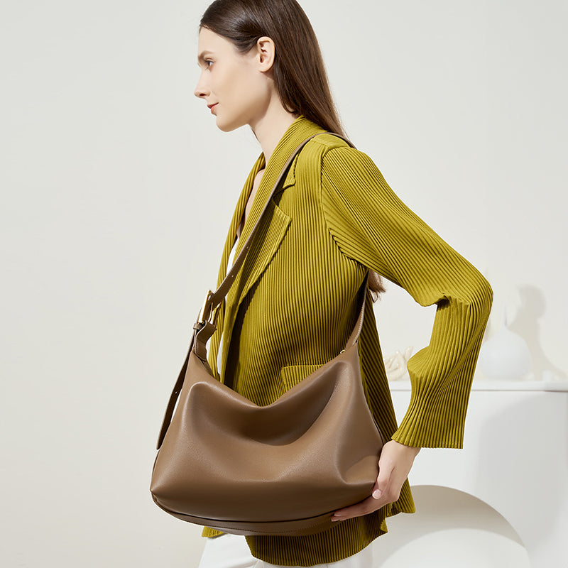 Genuine leather underarm large tote bag cowhide women's bag commuting shoulder messenger bag