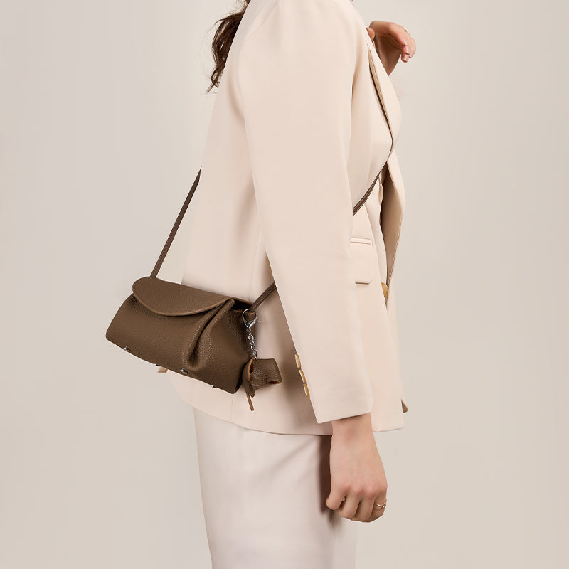 Genuine leather trendy messenger bag high-end fashion mini soft leather shoulder bag