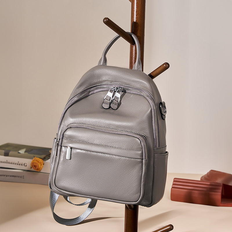 Genuine soft leather backpack travel backpack