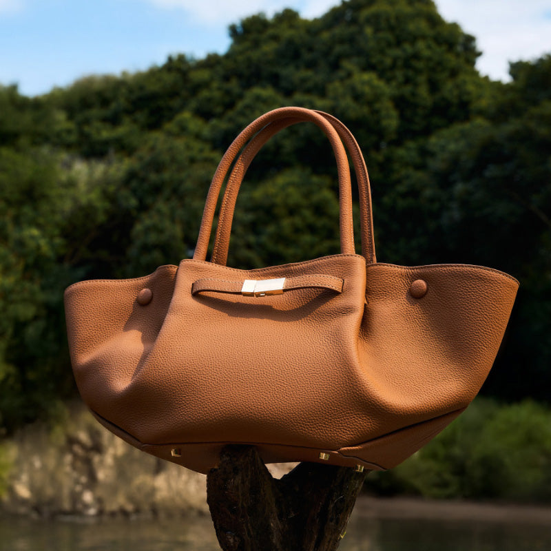 Genuine leather fashion simple tote bag niche solid color wing bag versatile bags