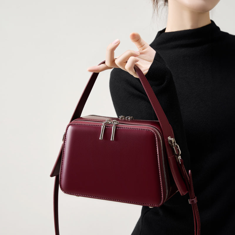 Niche design genuine leather shoulder bag handbag versatile women's bag minimalist design texture practical crossbody bag