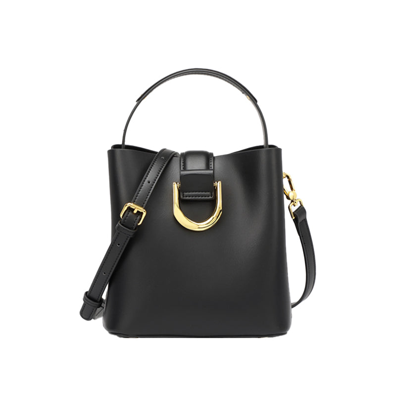 Genuine leather versatile bucket bag fashionable commuter handbag shoulder messenger bag