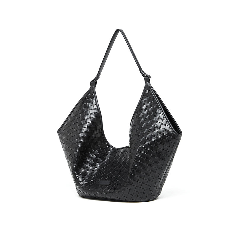 Cowhide Woven Tote Bag Underarm Shoulder Bag