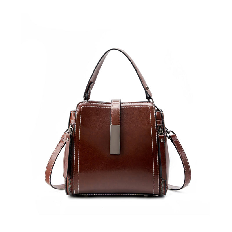 Genuine leather shoulder bag messenger bag ladies versatile large capacity fashion handbag simple women's bag