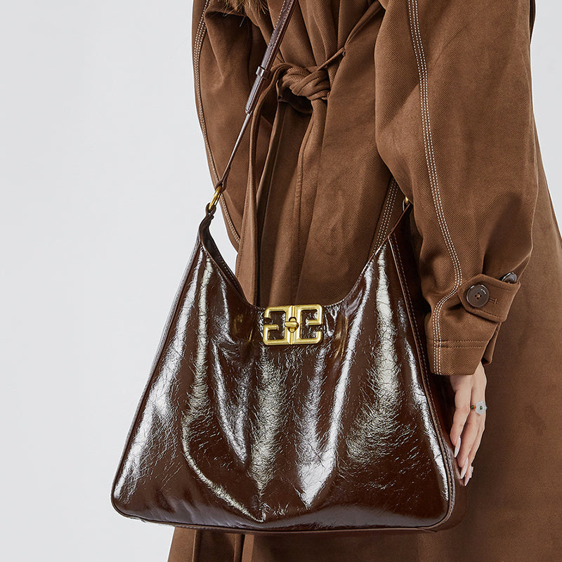 First layer of cowhide tote bag underarm bag hobo bag high-end second-hand shoulder bag