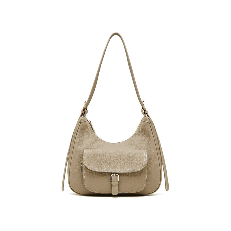 Genuine leather top layer cowhide underarm bag tote bag large capacity saddle bag shoulder bag women's work commuter bag