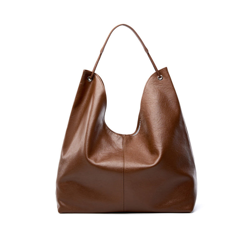 Vegetable Tanned Cowhide Tote Bag Single Shoulder Underarm Bag