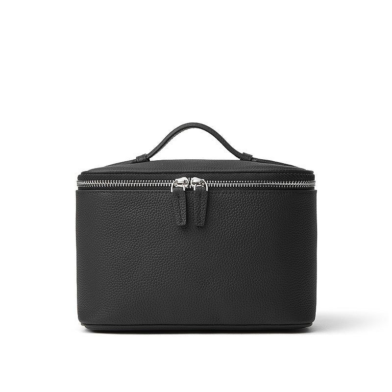 Genuine leather multi-compartment cosmetic bag, large capacity toiletry bag, high-end cowhide storage bag