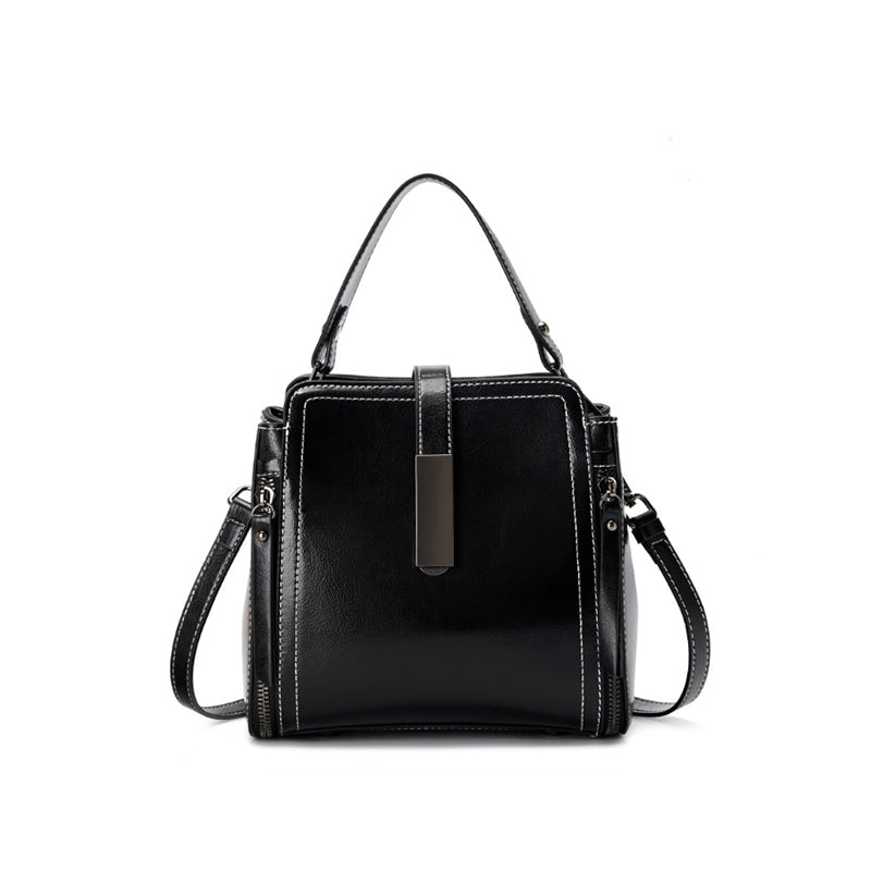 Genuine leather shoulder bag messenger bag ladies versatile large capacity fashion handbag simple women's bag