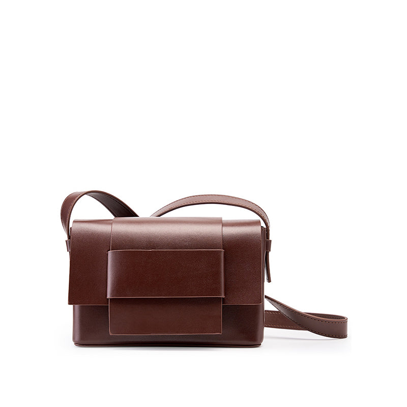 Soft leather woven genuine leather small square bag niche design single shoulder cowhide women's bag