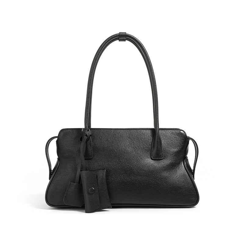 Genuine leather retro trend tote bag shoulder underarm bag vegetable tanned cowhide handbag