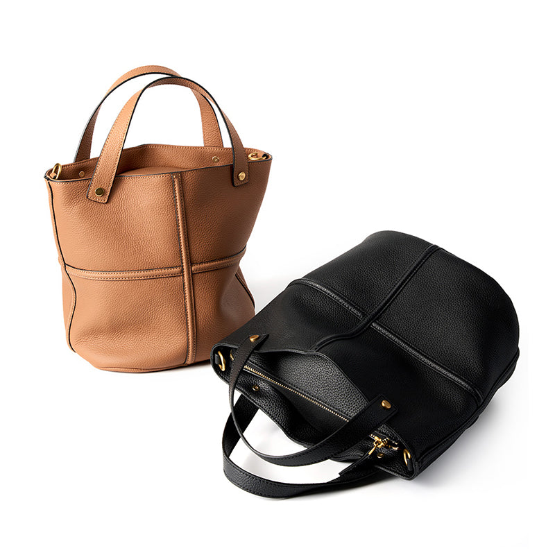 Genuine leather niche versatile bucket bag first layer of cowhide elegant shoulder crossbody bag