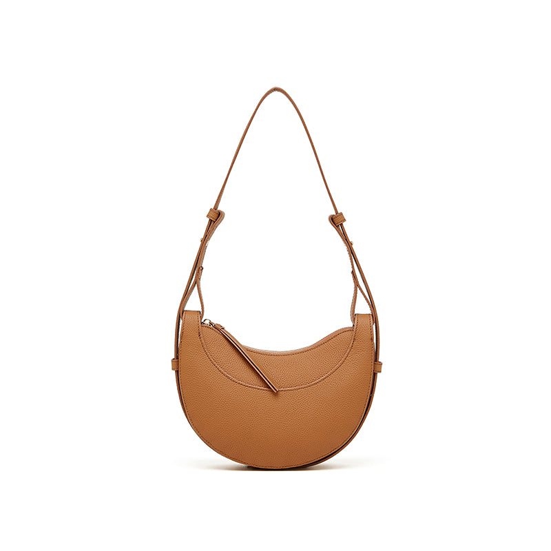 Genuine leather messenger bag niche design high-quality texture one-shoulder crescent bag underarm saddle bag