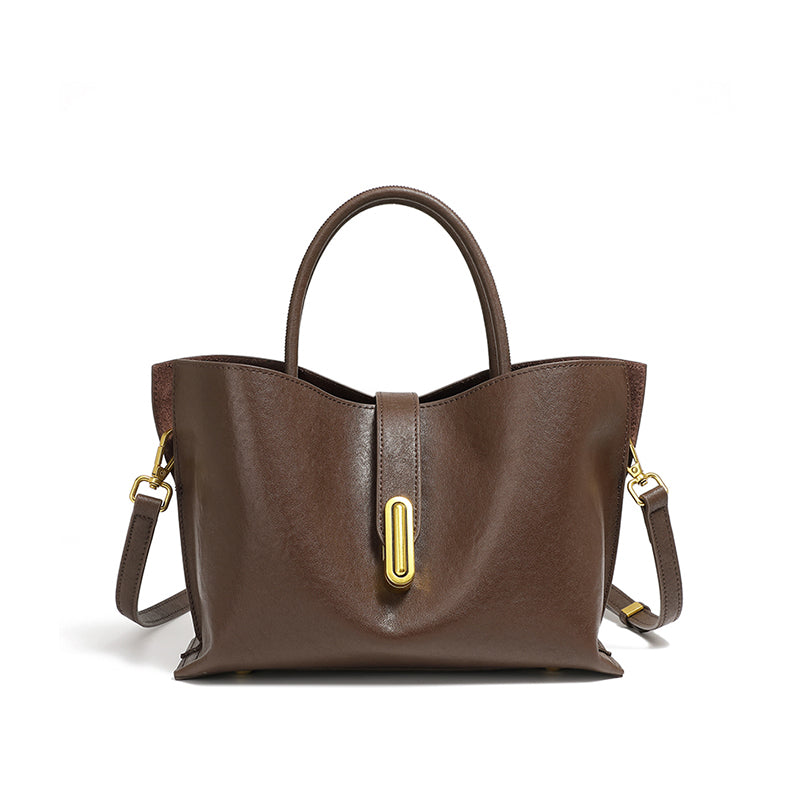 First layer vegetable tanned cowhide tote bag niche fashion commuter all-match handbag ladies messenger bag
