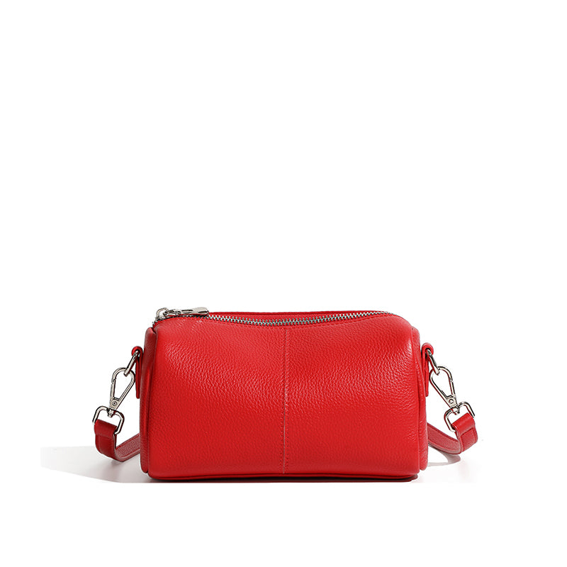 First layer soft cowhide cylindrical bag small bag high-end pillow bag underarm commuting shoulder messenger bag