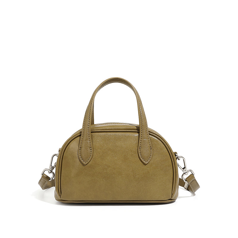 Genuine leather vintage vegetable tanned cowhide Boston bag crossbody bowling bag shoulder handbag