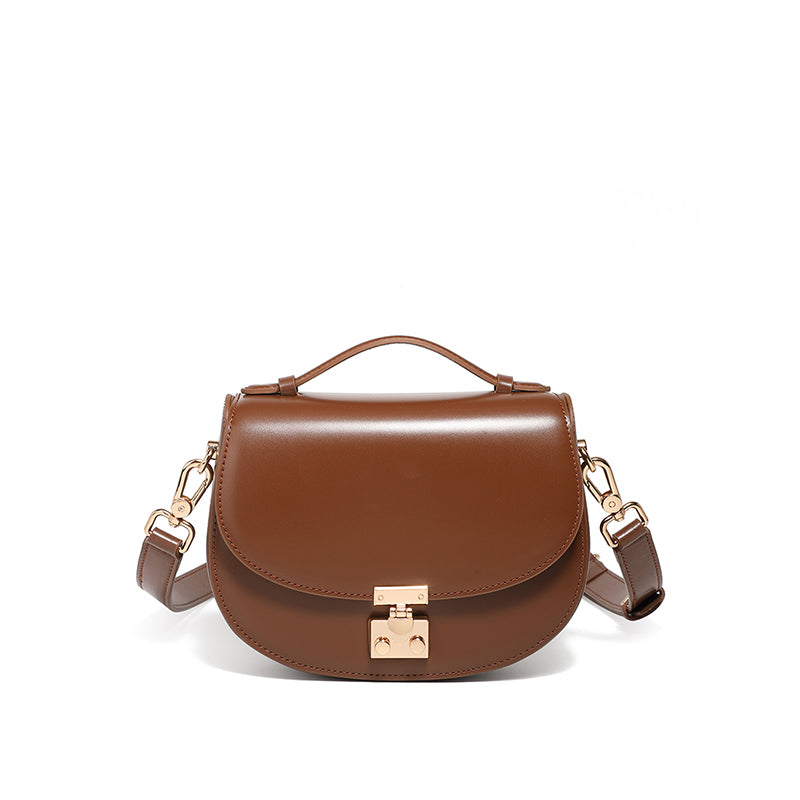 Genuine leather high-end handbag saddle bag crescent bag fashionable handbag crossbody bag versatile shoulder bag