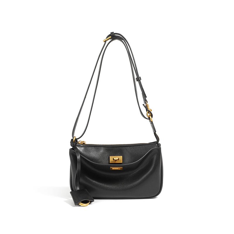 Rodeo lock underarm bag genuine leather versatile mini baguette bag shoulder crossbody bag