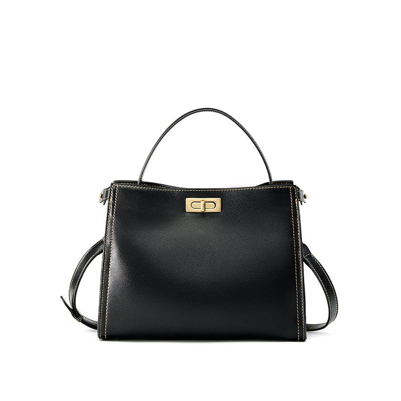 Vegetable tanned cowhide fashionable versatile handbag simple light luxury shoulder messenger bag