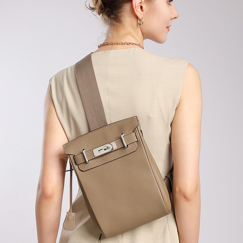 TOGO first layer leather Kelly bag crossbody chest bag men and women fashionable genuine leather shoulder crossbody bag